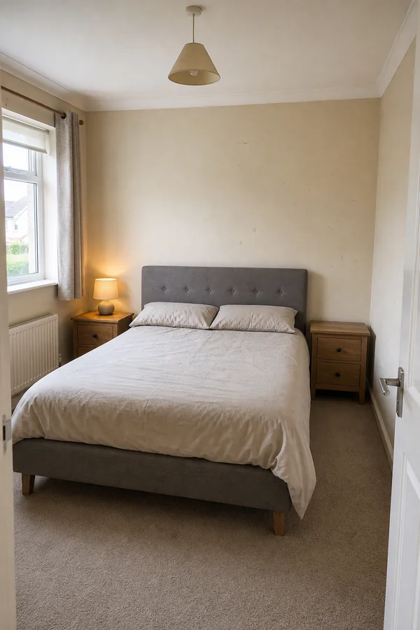 Bedroom before wallpapering